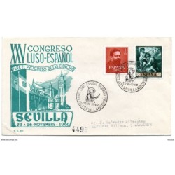 Carta con matasellos  25 congreso luso español  progreso ciencias sevilla de 1960