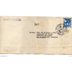 Carta con matasellos  1951 Melilla certificado