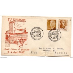 Carta con matasellos commemorativo de santa coloma de gramanet de 1956 certificada