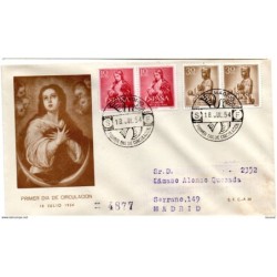 Carta con matasellos primer dia  de 1954 certificada