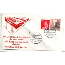 Carta  con matasellos  commemorativo de 1981 congreso internacional de aerosoles