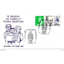 Carta con mataselllos commemorativo de poesia religiosa vilareal de 1984