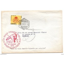 Carta  con matasellos  commemorativo de  primer vuelo y matasellos correo aereo de 1973