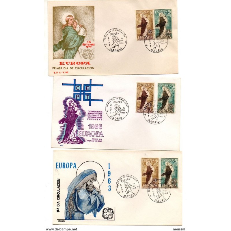 5 sobres de primer dia con dibujos diferentes 1963 5 sobres de primer dia con dibujos diferentes 1963