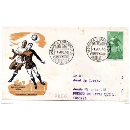 Sobre de primer dia de 1955 circulado  Guinea