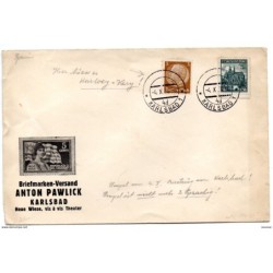 Carta de 1938 con matasellos  karlbad y sello de checoslovaquia