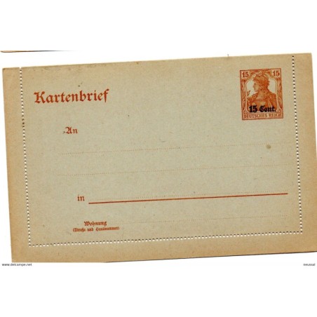 Entero postal  de alemania  con sobrecarga de 15 cent