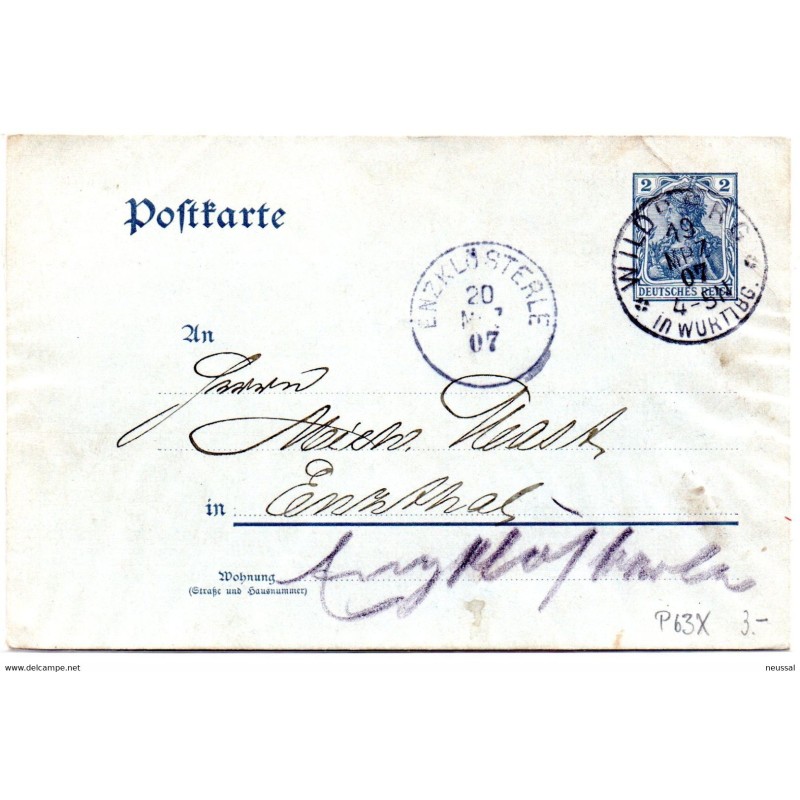 Entero postal con matasellos wildberg 1907 Entero postal con matasellos wildberg 1907