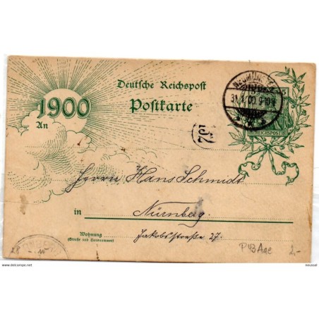 Entero postal  de alemania de 1900 nurmberg