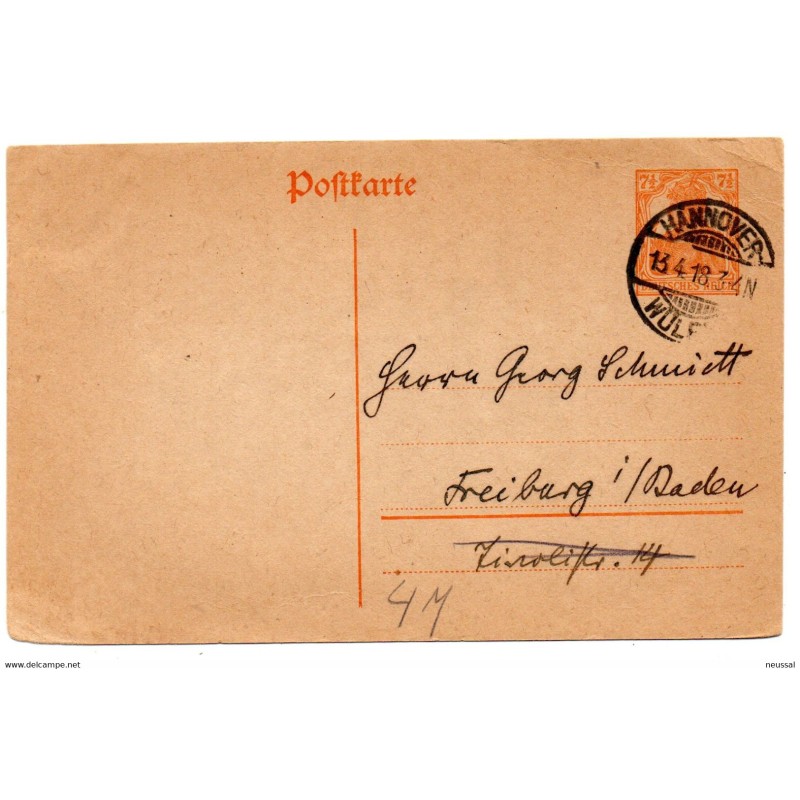 Entero postal de alemania 1918 hannover Entero postal de alemania 1918 hannover