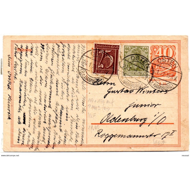 Entero postal de alemania 1922 osten Entero postal de alemania 1922 osten