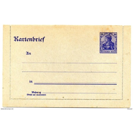 Entero postal  de alemania   20 azul