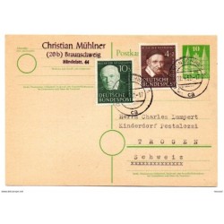 Entero postal circulado con matasellos de 1952