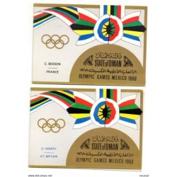 3 sellos  olympic games diferentes azul rojo y negro