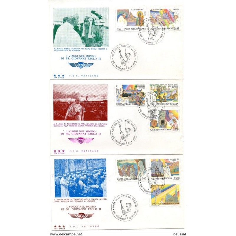 3 sobres de primer dia de 1986 con serie n A7582 vaticano 3 sobres de primer dia de 1986 con serie n A7582 vaticano