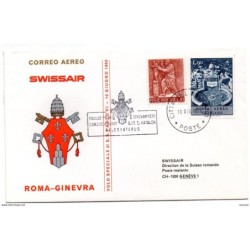 Carta de vuelo de primer dia entre romaginebra 1969