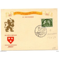 Tarjeta con matasellos de 1943 sello perforado