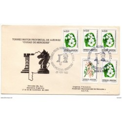 Carta con matasellos commemorativo de ajedrez  ciudad de mercedes  argentina