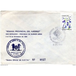 Carta con matasellos commemorativo de ajedrez  san bernardo  argentina