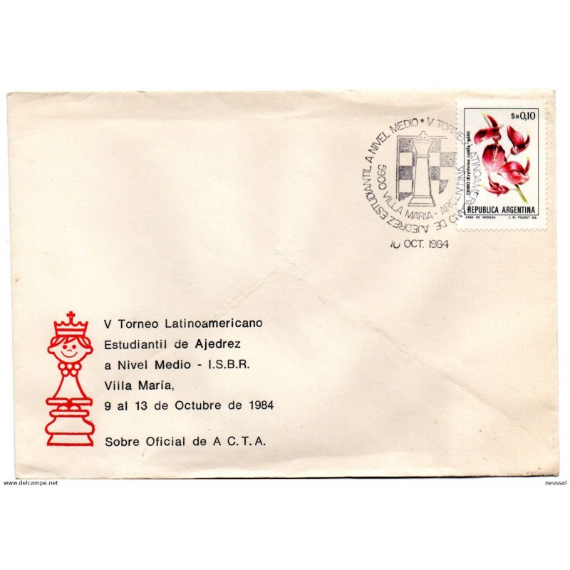 Carta con matasellos commemorativo de ajedrez villa maria argentina Carta con matasellos commemorativo de ajedrez villa maria argentina