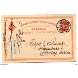 Entero postal circulado de dinamarca de 1911