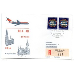Carta certificada de 1968 zurichkoln  Suiza