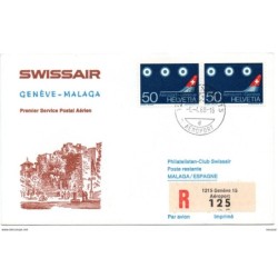 Carta  certificada  de 1968  con matasellos genevemalaga