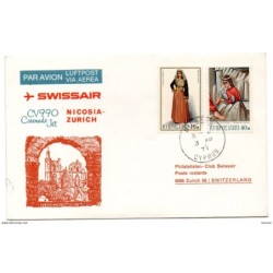 Sobre de primer vuelo zurichnicosia de 1971
