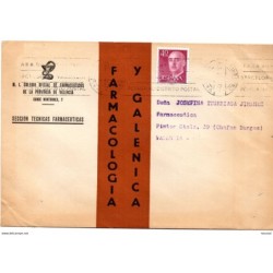 Carta con matasellos  rodillo colegio de farmaceuticos de valencia