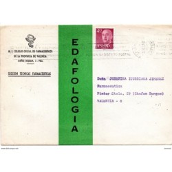 Carta con matasellos  rodillo colegio de farmaceuticos de valencia 1967
