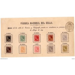 Espectacular Hoja Modelo de la emision de 1879  fabrica nacional del sello