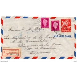 Carta  certificada  con matasellos de 1949 Curaao