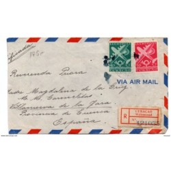 Carta  aerea certificada  con matasellos de 1949 Curaao