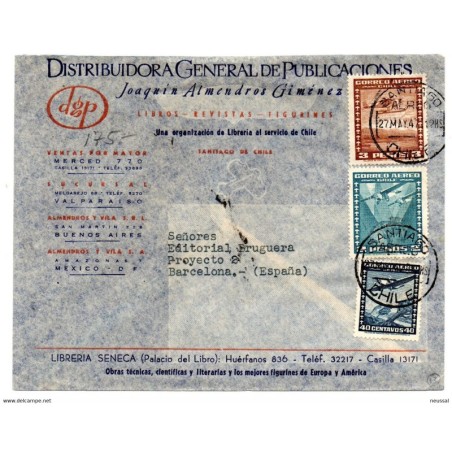 Carta  de  1947 con publicidad  DGP  Chile