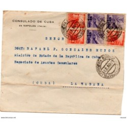 Carta  con matasellos napoles consulado de cuba