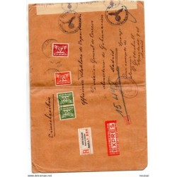 Carta  grande certificada  con censura alemana