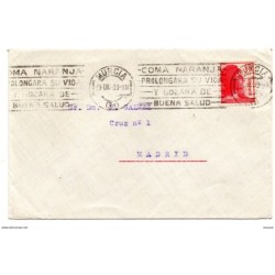 Carta  con matasellos  en rodillo de murcia de 1938