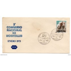 Carta con matasellos commemorativo de congreso nacional de hospitales de 1973