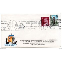 Carta con matasellos commemorativo de sociedad farmaceutica de 1980