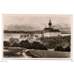 Tarjeta postal  circulada 1952 kloster andechs m gebirgspanorama