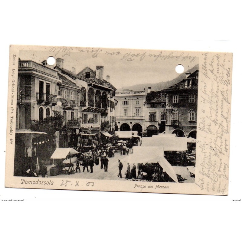 Tarjeta postal circulada 1903 domodossola piazza del mercato Tarjeta postal circulada 1903 domodossola piazza del mercato