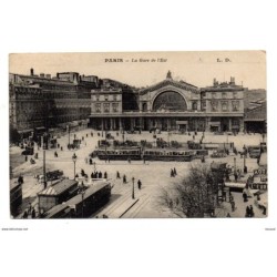 Tarjeta postal  circulada 1921 Paris  la gare de lest