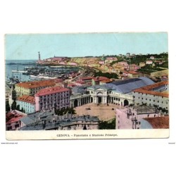 Tarjeta postal  genova  panorama e stazione principe