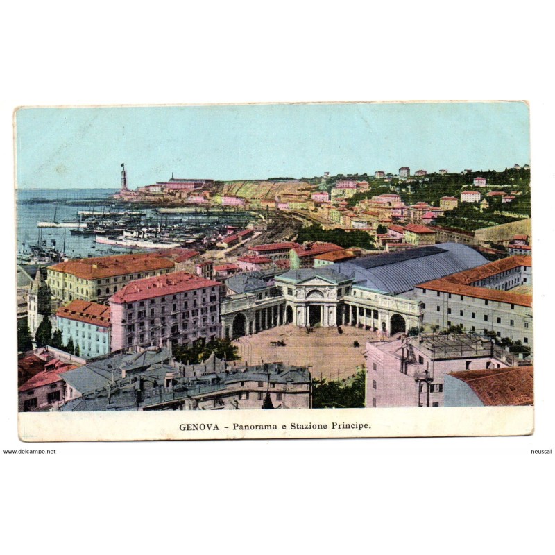 Tarjeta postal genova panorama e stazione principe Tarjeta postal genova panorama e stazione principe