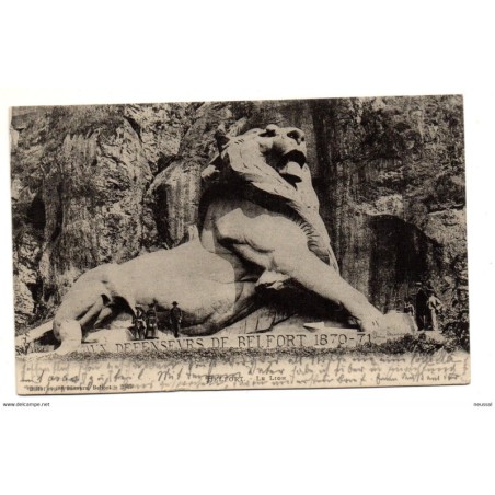 Tarjeta postal  circulada  1907  belfort  le lion