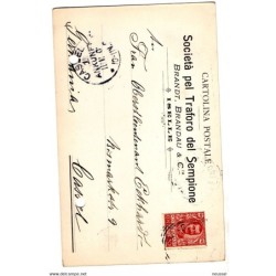 Tarjeta postal  circulada  societa pel traforo del sempione