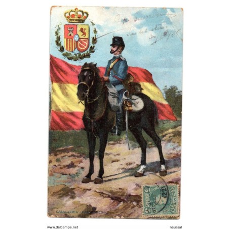 Postal circulada  san sebastian 1905 caballeria