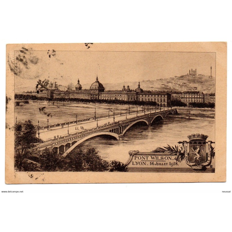Postal circulada Lyon pont wilson Postal circulada Lyon pont wilson