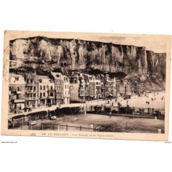 Postal  circulada de le treport Les tenis et le funiculaire