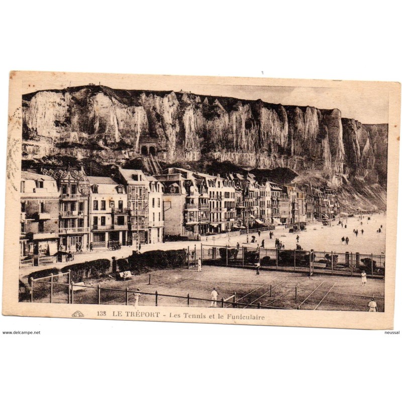 Postal circulada de le treport Les tenis et le funiculaire Postal circulada de le treport Les tenis et le funiculaire